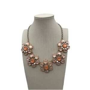 Beautiful Spring Summertime Blush Pink Peach Flower Floral Sparkly Necklace